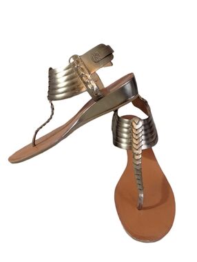 Coach India Metallic Gold T-Strap Sandals Size 7.5